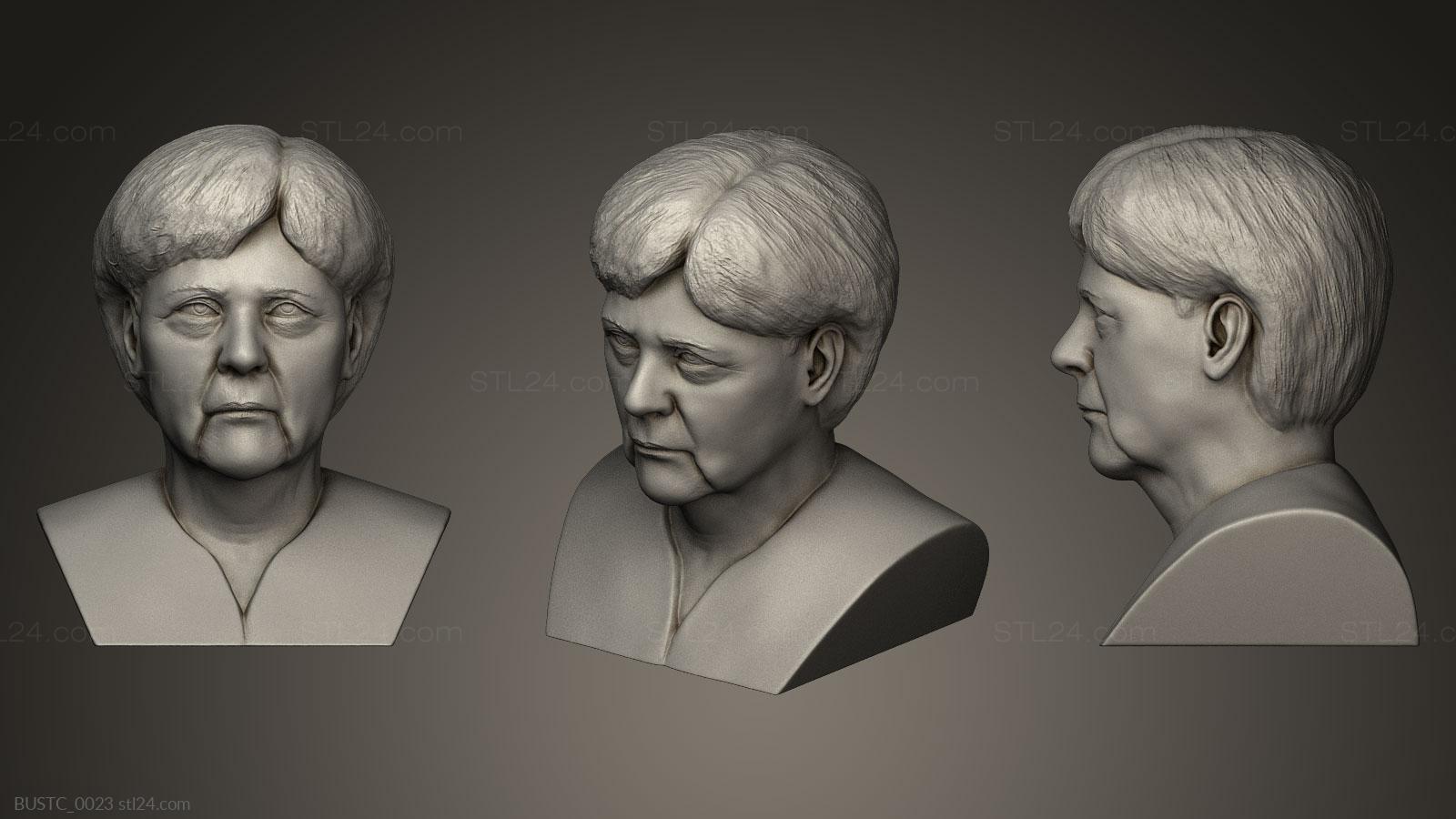 Бюсты и барельефы известных личностей (Ангела Меркель, BUSTC_0023) 3D модель для ЧПУ станка